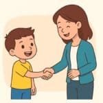 تمرين التحية والمصافحة بطريقة مرحة